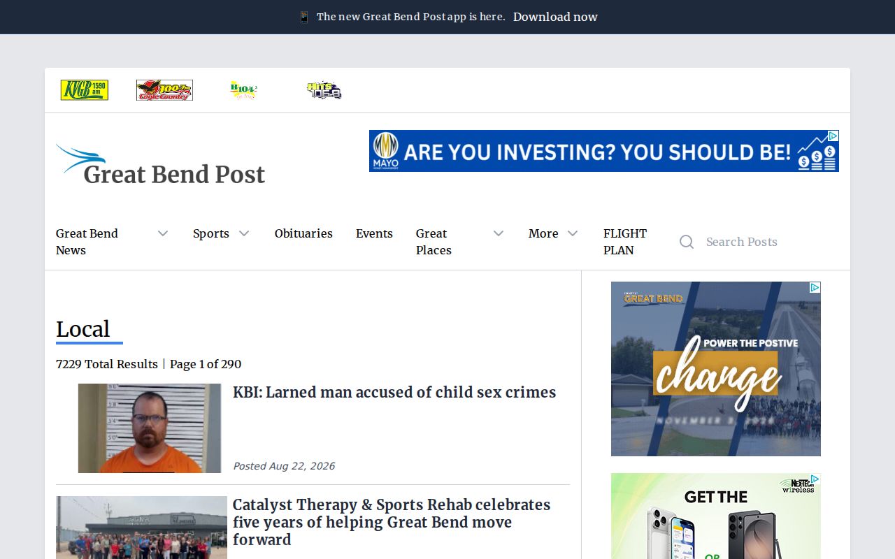 Great Bend Post Barton County recent booking activity stream