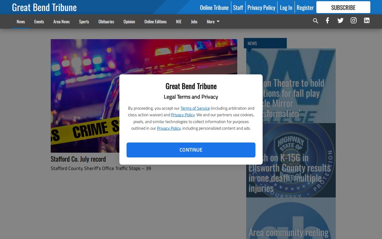 Great Bend Tribune Barton County police and jail news blotter