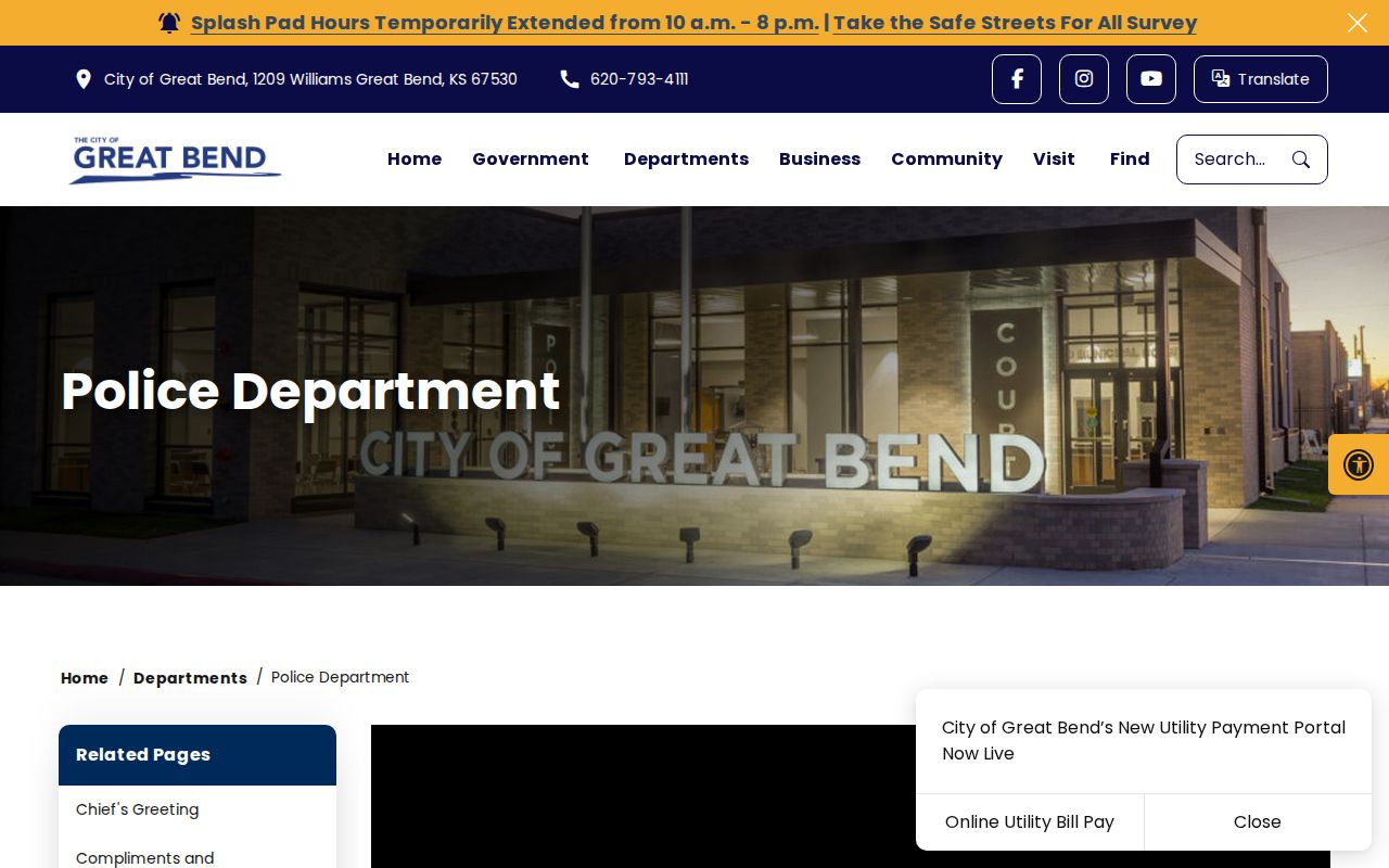 Great Bend Police official arrest record contact page